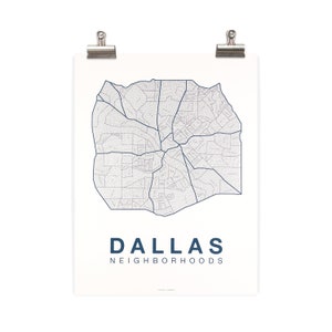 DALLAS City Map Art, Home Office Wall Decor, Dallas Texas Poster, Minimalist City Art, Dallas Wall Art Print, Housewarming Gift For Him Grey-Blue on White