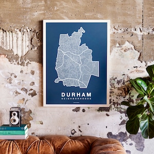 DURHAM City Map Art, Home Office Wall Decor, North Carolina Poster, Minimalist City Art, Durham Wall Art Print, Housewarming Gift For Him