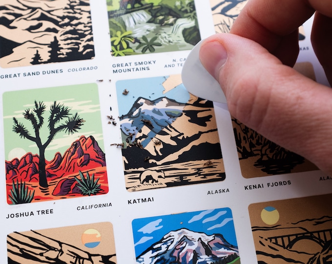 63 National Parks Scratch Off Print, US National Park Map, Bucketlist Poster, Family Adventure Map, Holiday Christmas Gift Ideas