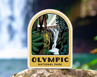 Olympic National Park Sticker Retro Vinyl Nature Art Outdoor Gifts Water Bottle or Car Bumper Camping Adventure Traveler Label