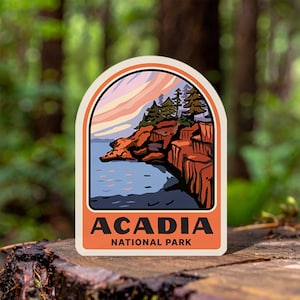 Acadia National Park Vinyl Sticker for Hiking Water Bottle Outdoor Car Laptop Gift for Nature Lover Travel Gear Map Art Collector