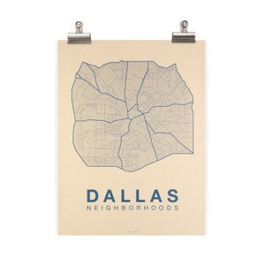 DALLAS City Map Art, Home Office Wall Decor, Dallas Texas Poster, Minimalist City Art, Dallas Wall Art Print, Housewarming Gift For Him Grey-Blue on Kraft