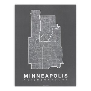 MINNEAPOLIS City Map Art, Home Office Wall Decor, Minimalist City Art, Minnesota Poster, Minneapolis Wall Art, Housewarming Gift For Him White on Charcoal