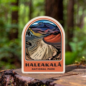 Haleakalā National Park Vinyl Sticker Car Decal Bottled Water Laptop Gift for Dad Nature Art Hiking Camping Traveler Collectible Hawaii