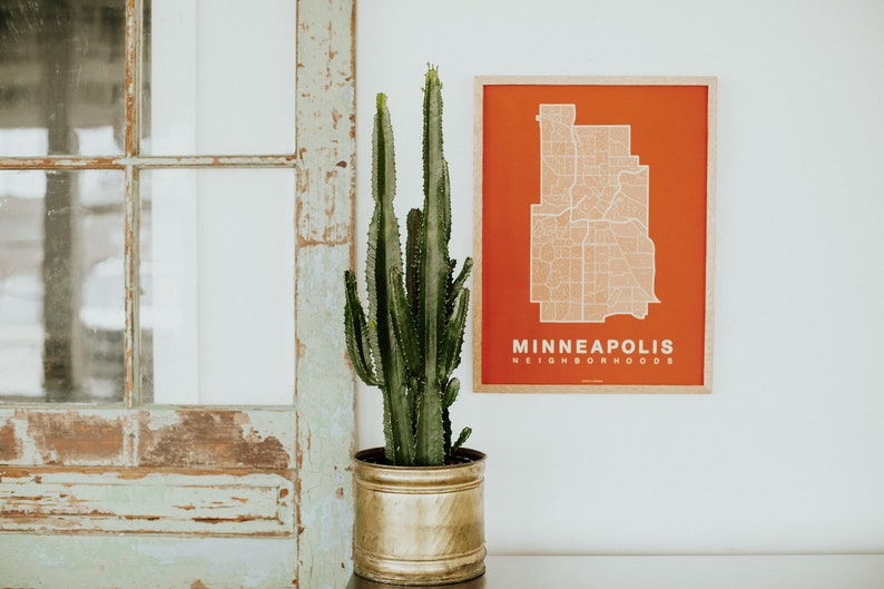 MINNEAPOLIS City Map Art, Home Office Wall Decor, Minimalist City Art, Minnesota Poster, Minneapolis Wall Art, Housewarming Gift For Him image 1