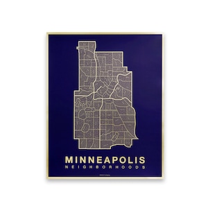 MINNEAPOLIS City Map Art, Home Office Wall Decor, Minimalist City Art, Minnesota Poster, Minneapolis Wall Art, Housewarming Gift For Him Gold Foil