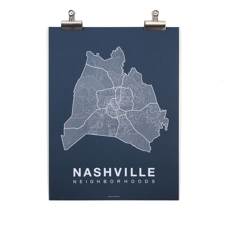 NASHVILLE City Map Art, Home Office Wall Decor, Minimalist City Art, Tennessee Poster, Nashville Wall Art Print, Housewarming Gift For Him White on Navy