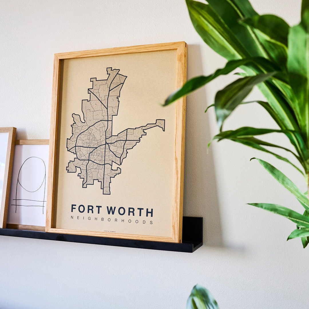 FORT WORTH City Map Art, Home Office Wall Decor, Texas Poster