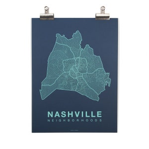 NASHVILLE City Map Art, Home Office Wall Decor, Minimalist City Art, Tennessee Poster, Nashville Wall Art Print, Housewarming Gift For Him Teal on Navy