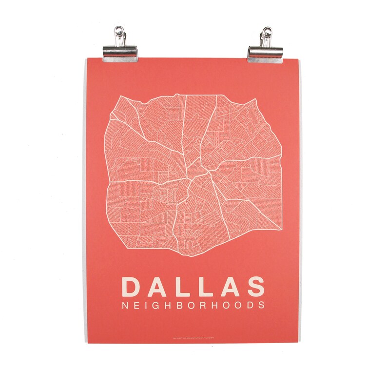 DALLAS City Map Art, Home Office Wall Decor, Dallas Texas Poster, Minimalist City Art, Dallas Wall Art Print, Housewarming Gift For Him Cream on Coral