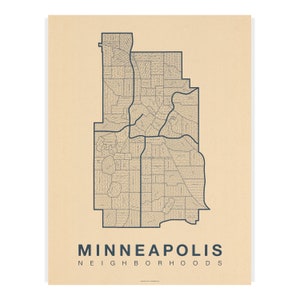 MINNEAPOLIS City Map Art, Home Office Wall Decor, Minimalist City Art, Minnesota Poster, Minneapolis Wall Art, Housewarming Gift For Him Grey-Blue on Kraft