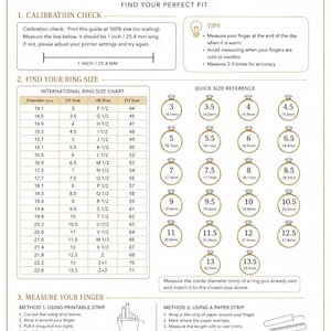 Printable Ring Size Guide PDF | US UK  Eu Ring Size Chart | Ring Sizer Printable | Instant Download | Jewelry Measurement Guide