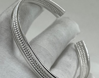 925 Sterling Silver Designer Cuff Bracelet Handmade