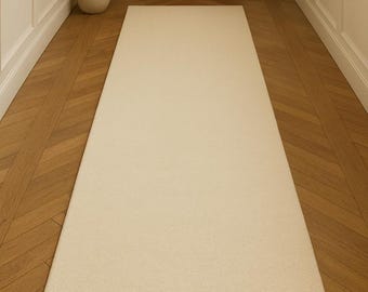 Minimalistische crèmekleurige gangloper, neutraal gebroken witte tapijtloper, moderne Scandinavische halloper, zachte slaapkamerloper, eenvoudig huis