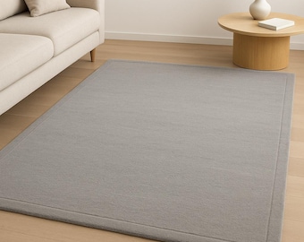 Minimalist Grey Area Rug | Modern Solid Gray Carpet | Soft Low Pile Living Room Rug | Scandinavian Neutral Floor Mat | Bedroom Home Decor Ru