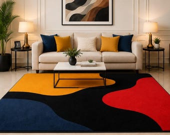 Tapete moderno abstrato tufado à mão, tapete de área com blocos de cores, tapete de luxo para sala de estar, tapete contemporâneo de lã, tapete de designer feito à mão, tamanho personalizado