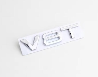 3D Metal Car Fender Side unique Emblem V6T V8T Logo Badge for Audi S4 A4 B7 A6 C7 SQ7 Q8 R8 S8 RS8 Accessories Sticker - V8T chrome