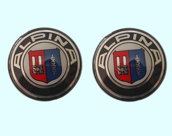 2er Set Alpina 82 mm Front- und Heck-Emblem - Premium-Auto-Abzeichen für Alpina-Logo, Front- und Heck-Embleme, Original-Ersatz-Abzeichen