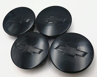 Set of 4 Glossy Black Wheel Center Caps 68mm for Chevrolet OEM 23115617 Hub Caps Replacement Rim Center Cover Car Wheel Emblem