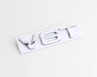 3D Metal Car Fender Side unique Emblem V6T V8T Logo Badge for Audi S4 A4 B7 A6 C7 SQ7 Q8 R8 S8 RS8 Accessories Sticker - V6T chrome