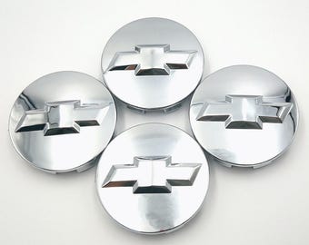 Set of 4 Chrome 83mm Wheel Center Caps for Chevy Silverado, Suburban, Tahoe - Replacement Hub Caps for 1999-2023 Models