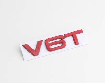 3D Metal Car Fender Side unique Emblem V6T V8T Logo Badge for Audi S4 A4 B7 A6 C7 SQ7 Q8 R8 S8 RS8 Accessories Sticker - V6T red