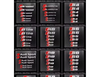 Custom 6pcs for Audi S Line Caliper Decals Heat Resistant Brake Stickers RS S3 S4 S5 S6 S7 S8 A1 A3 A4 A5 A6 A7 Q5 Q7 Wheel - white color