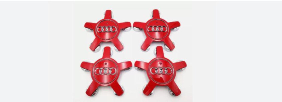 Xecaps Set of 4 Red 135mm Wheel Center Caps for Audi A3, A4, A6, A8 – OEM ...