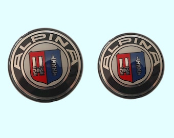 Set of 2 Alpina 82mm Front Emblem  74mm Rear Emblem – High-Quality Car Badges for Alpina Logo, Front & Rear Car Emblem Set, OEM Style
