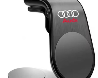 Phone Holder for Audi Sline Quattro Models A1 A2 A3 A4 A5 A6 A7 A8 RS7 Q1 Q2 Q3 Q4 Q5 Q6 Car Logo Magnetic - black