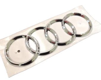 Chrome Audi Rings Rear Trunk Emblem 193mm – Premium Quality Audi Badge for A3, A4, A6, A8, Car Trunk Replacement Emblem, Exterior