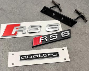 Set of 3 Chrome RS6 Rear Emblem, RS6 Grille Emblem and Quattro Rear Emblem for Audi RS6 2008-2023, Custom Car Badges for Sporty Look