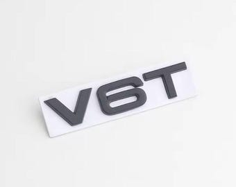 3D Metal Car Fender Side unique Emblem V6T V8T Logo Badge for Audi S4 A4 B7 A6 C7 SQ7 Q8 R8 S8 RS8 Accessories Sticker - V6T black