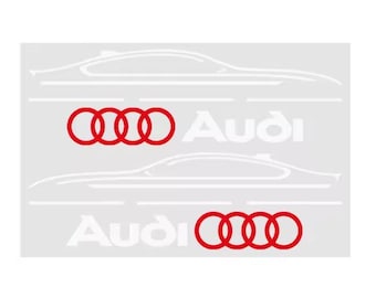 Mirror Stickers 2pcs Car Rear View Side Decals for Audi Sline S3 TT A3 A4 A5 A6 A7 Q2 Q3 Q5 Q7 Q8 R8 B5 B6 B7 B8 C5 C6 C7 - white