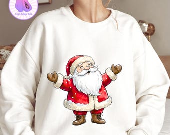 Retro Santa Png, Vintage Christmas Png, Santa and Reindeer Png, Xmas Gift, Digital Download, Christmas Shirt PNG, Holiday Gift