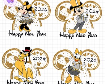 Micey Mouse Happy New Year 2026 PNG, Hello 2026 Png, Happy New Year Mouse And Friends Png For tshirt, Merry Christmas, Magic Kingdom Png