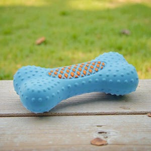 Latex blue bone dog toy 12 cm | Great for chewing and training | Protects household items | Strengthens jaw muscles and massages gums |