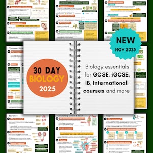 生物学学習パック | コアコンセプトと基礎 | GCSE、iGCSE 復習 (印刷可能なPDF) | 2025-2026