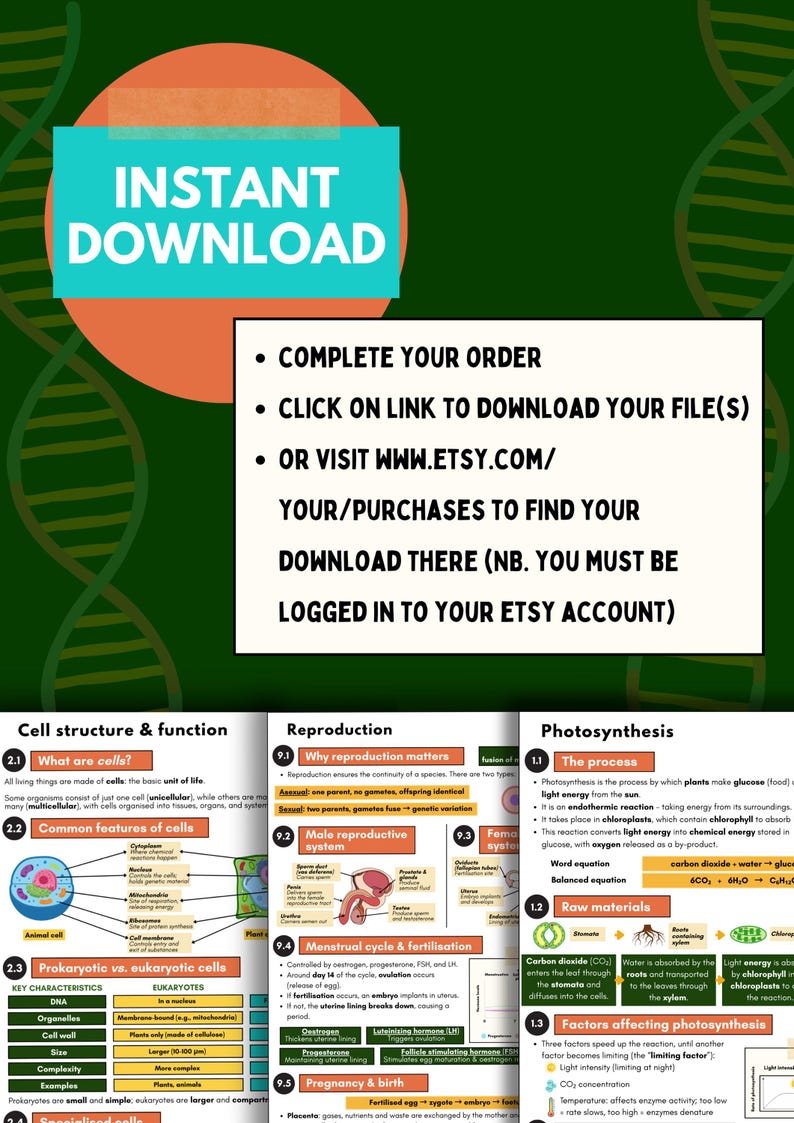 Biology Revision 2025-2026 | Glossary | GCSE, Igcse, KS3, MYP, Grade 9 ...