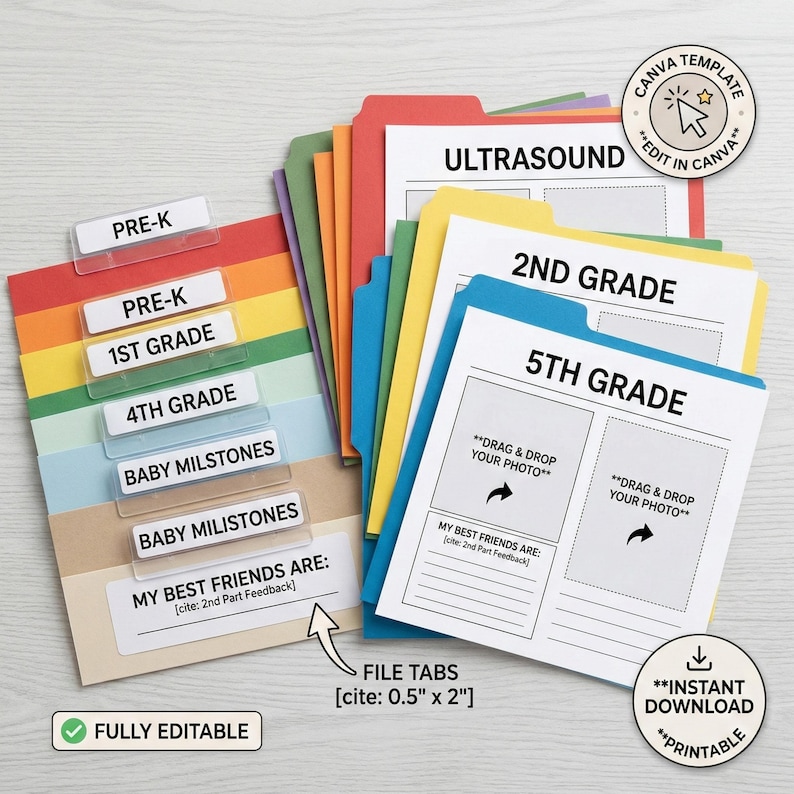 Editable Memory Box Starter Kit | School Keepsake Tabs (digital ...