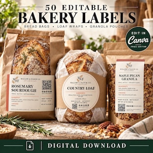 50 Bakery Packaging Label Templates: Editable Canva Designs for Bread, Cookies & Cakes