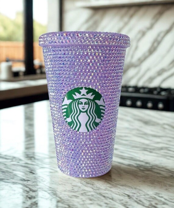 Purple Rhinestone Starbucks Cup | Handmade Bling Tumbler - Etsy Israel