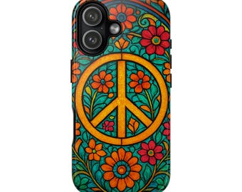 Psychedelic Floral Peace Sign Phone Case | Tough Case