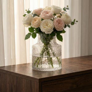 Handmade Rippled Glass Bottle Vase: Vintage Style Home Decor