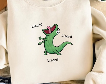 Besticktes Tom Lizard Sweatshirt, Disney Pixar Film Hoppers Shirt, Eidechse Lustiges Meme Lizard T-Shirt, BTW Disneyland Familienurlaub