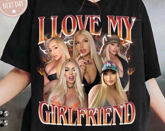 Custom Photo I Love My Girlfriend Shirt, Girlfriend Bootleg Shirt, I Love My Fiance Shirt, Custom Face Girlfriend Tee, Gift For Him/Husband