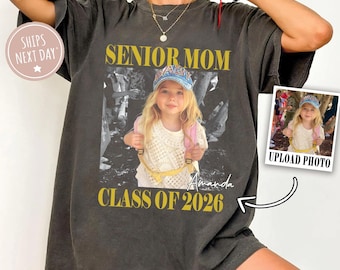 Camiseta personalizada para mamás de último año 2026 con foto vintage, Clase de 2026, Camiseta de último año de secundaria, Camiseta de último año 2026, Camiseta de graduación personalizada con foto