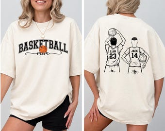 Personalized Basketball Mom Shirt, Custom Kids Names Back Tee, Sports Mom Gift, Basketball Mama Shirt, Game Day Outfit