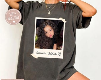 Custom Senior 2026 Vintage Photo Shirt, Personalised Shirt With Picture Class of 2026, Graduation Tee, High School Senior Shirt,Senior 2026