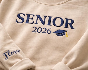 Gesticktes personalisiertes Senior-Sweatshirt, Kokette Senior-Team-Shirt, Senior-Nacht, Senior-Sonnenaufgang, Klasse von 2026, Senior-Beifallgeschenk